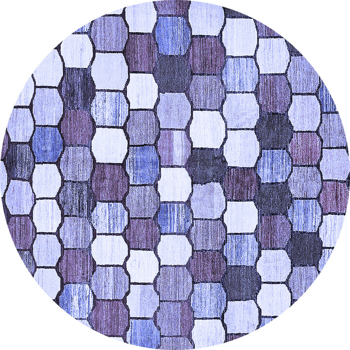 Round Machine Washable Abstract Blue Modern Rug, wshabs385blu