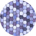 Round Machine Washable Abstract Blue Modern Rug, wshabs385blu