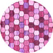 Round Machine Washable Abstract Pink Modern Rug, wshabs385pnk