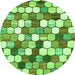 Round Machine Washable Abstract Green Modern Area Rugs, wshabs385grn