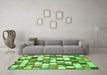 Machine Washable Abstract Green Modern Area Rugs in a Living Room,, wshabs385grn