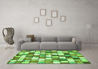 Machine Washable Abstract Green Modern Rug, wshabs385grn