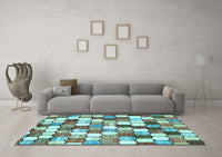 Machine Washable Abstract Light Blue Modern Rug, wshabs385lblu