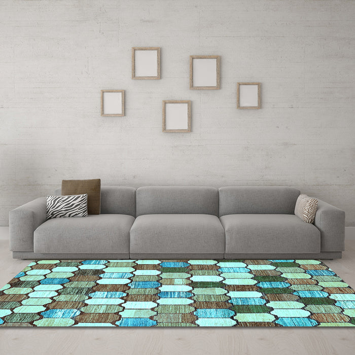Machine Washable Abstract Light Blue Modern Rug in a Living Room, wshabs385lblu