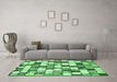 Machine Washable Abstract Emerald Green Modern Area Rugs in a Living Room,, wshabs385emgrn