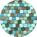 Round Abstract Light Blue Modern Rug, abs385lblu