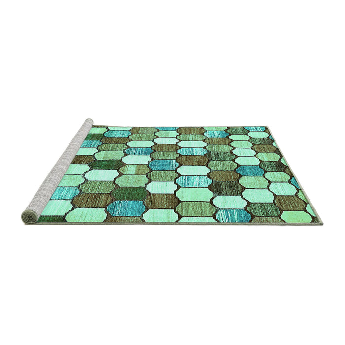 Sideview of Machine Washable Abstract Turquoise Modern Area Rugs, wshabs385turq