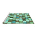 Sideview of Machine Washable Abstract Turquoise Modern Area Rugs, wshabs385turq