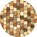 Round Abstract Brown Modern Rug, abs385brn