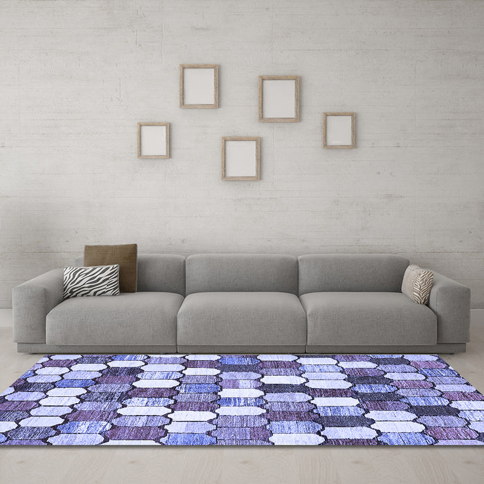 Machine Washable Abstract Blue Modern Rug in a Living Room, wshabs385blu