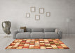 Machine Washable Abstract Orange Modern Area Rugs in a Living Room, wshabs385org