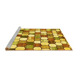 Sideview of Machine Washable Abstract Yellow Modern Rug, wshabs385yw