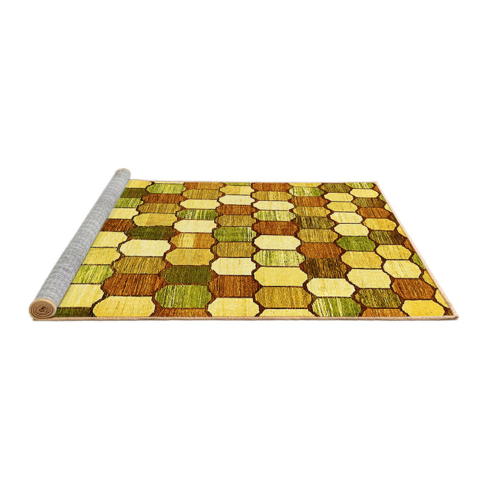 Sideview of Machine Washable Abstract Yellow Modern Rug, wshabs385yw