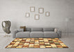 Machine Washable Abstract Brown Modern Rug in a Living Room,, wshabs385brn