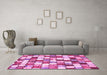 Machine Washable Abstract Pink Modern Rug in a Living Room, wshabs385pnk