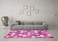 Machine Washable Abstract Pink Modern Rug, wshabs385pnk