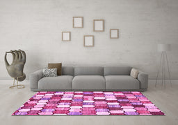 Machine Washable Abstract Pink Modern Rug in a Living Room, wshabs385pnk