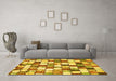 Machine Washable Abstract Yellow Modern Rug in a Living Room, wshabs385yw