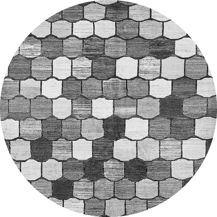 Round Machine Washable Abstract Gray Modern Rug, wshabs385gry
