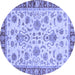 Round Abstract Blue Modern Rug, abs3860blu