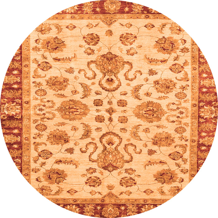 Round Abstract Orange Modern Rug, abs3860org