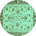 Round Abstract Turquoise Modern Rug, abs3860turq