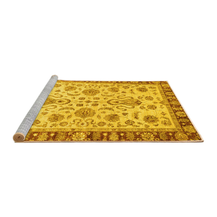 Sideview of Machine Washable Abstract Yellow Modern Rug, wshabs3860yw
