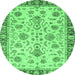 Round Abstract Emerald Green Modern Rug, abs3860emgrn