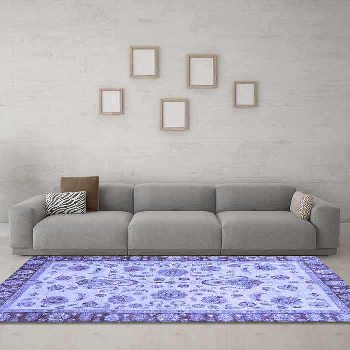 Machine Washable Abstract Blue Modern Rug in a Living Room, wshabs3860blu
