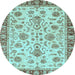 Round Abstract Light Blue Modern Rug, abs3860lblu