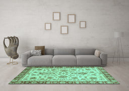 Machine Washable Abstract Turquoise Modern Area Rugs in a Living Room,, wshabs3860turq