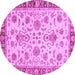 Round Machine Washable Abstract Purple Modern Area Rugs, wshabs3860pur