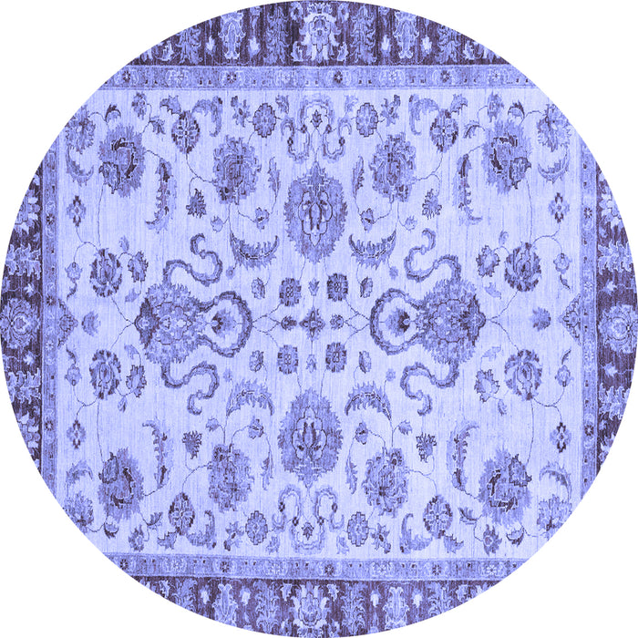 Round Machine Washable Abstract Blue Modern Rug, wshabs3860blu