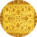 Round Abstract Yellow Modern Rug, abs3860yw