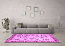 Machine Washable Abstract Purple Modern Area Rugs in a Living Room, wshabs3860pur