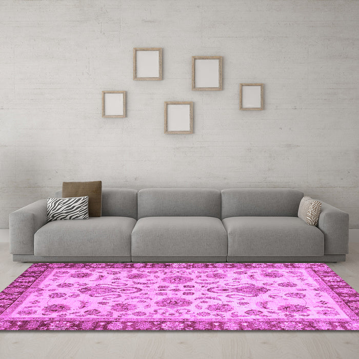 Machine Washable Abstract Purple Modern Area Rugs in a Living Room, wshabs3860pur
