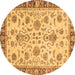 Round Machine Washable Abstract Brown Modern Rug, wshabs3860brn