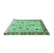 Sideview of Machine Washable Abstract Turquoise Modern Area Rugs, wshabs3860turq