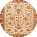 Round Abstract Orange Modern Rug, abs3860