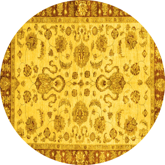 Round Machine Washable Abstract Yellow Modern Rug, wshabs3860yw