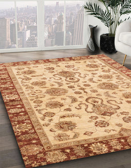 Machine Washable Abstract Orange Rug in a Family Room, wshabs3860
