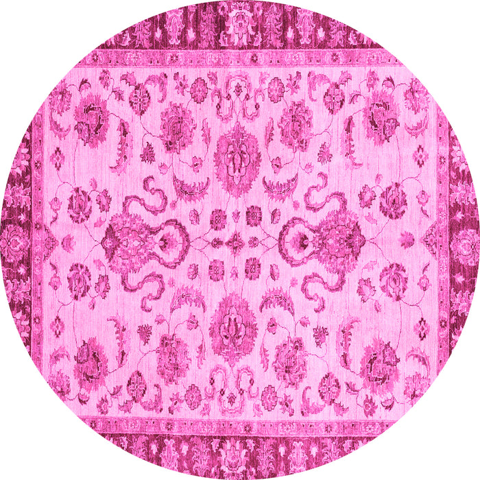 Round Machine Washable Abstract Pink Modern Rug, wshabs3860pnk