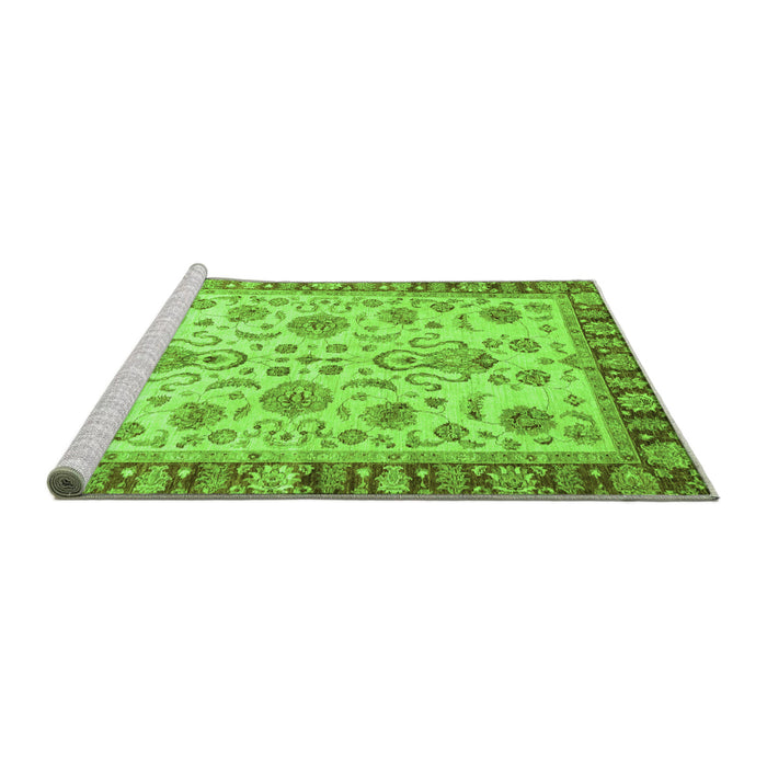 Sideview of Machine Washable Abstract Green Modern Area Rugs, wshabs3860grn