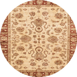 Round Machine Washable Abstract Orange Rug, wshabs3860