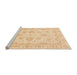 Sideview of Machine Washable Abstract Brown Gold Rug, wshabs3861