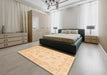Machine Washable Abstract Brown Gold Rug in a Bedroom, wshabs3861