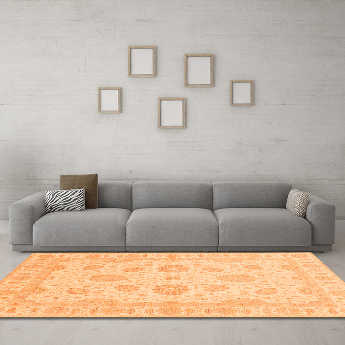 Machine Washable Oriental Orange Traditional Area Rugs in a Living Room, wshabs3861org