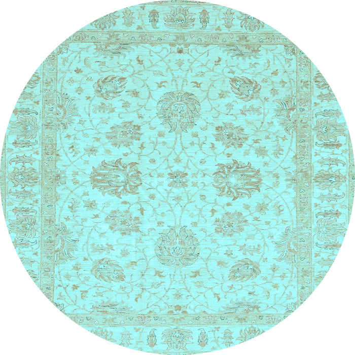 Round Oriental Light Blue Traditional Rug, abs3861lblu