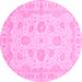 Round Oriental Pink Traditional Rug, abs3861pnk