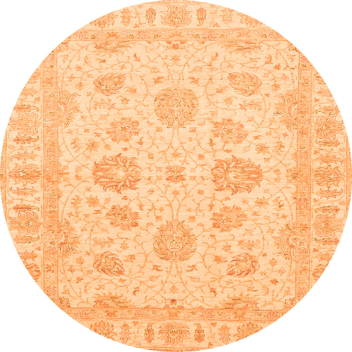 Round Oriental Orange Traditional Rug, abs3861org